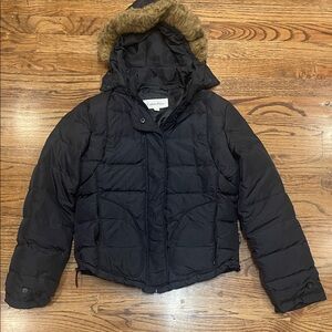 Calvin Klein Dark Puffer coat with Fur Trim girls size 5